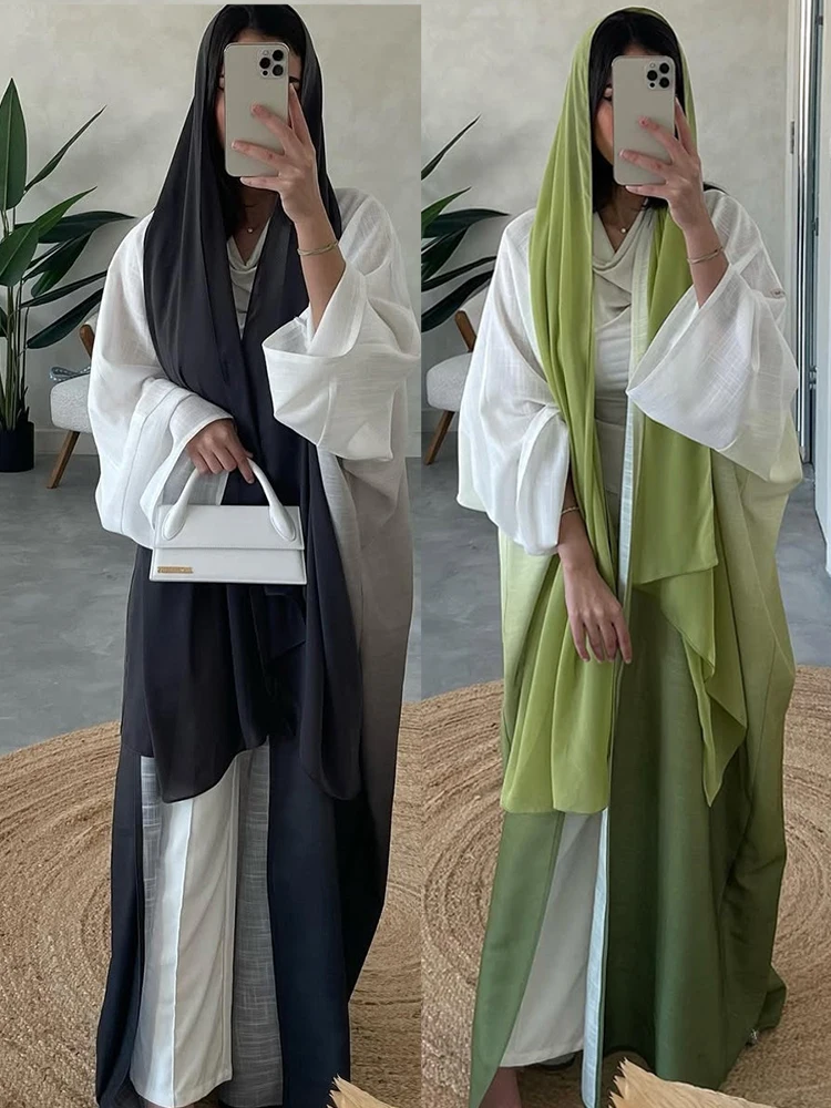 

Eid Abaya Women with Scarf Muslim Dubai Morocco Kaftan Eid Ramadan Abayas Saudi Cardigan Robe Jalabiya Open Vestidos Largos