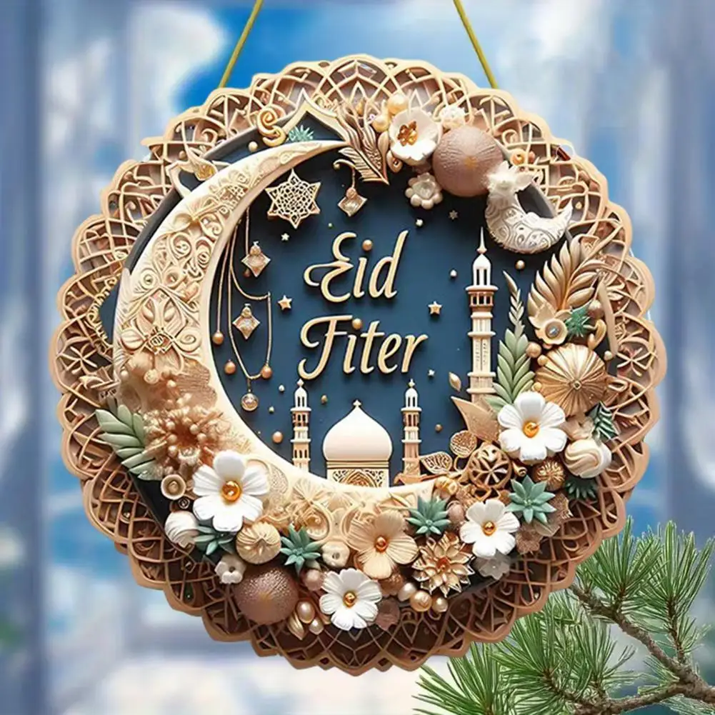 Festive Decor Ramadan Decoration Moon Star Door Sign for Eid Mubarak Hanging Pendant for Ramadan Decorations Elegant Decor Home
