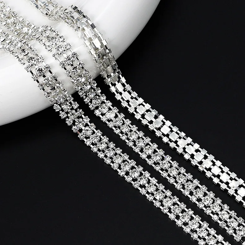 10 Yards Strass-Kettenbesatz, glitzernde Kristall-Diamanten, DIY-Basteldekoration, Kleidung, Party, Geschenk, Zubehör, Nähzubehör – Detail 6