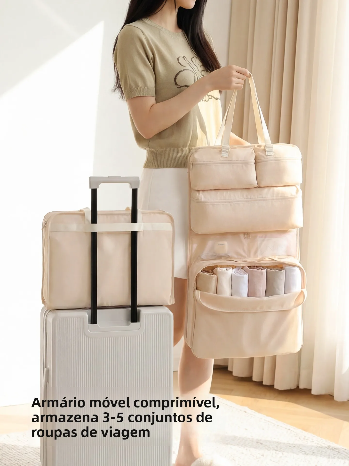 旅行用圧縮収納バッグ-荷物大容量オーガナイザー-下着・インナーウェア専用ハンドバッグ
