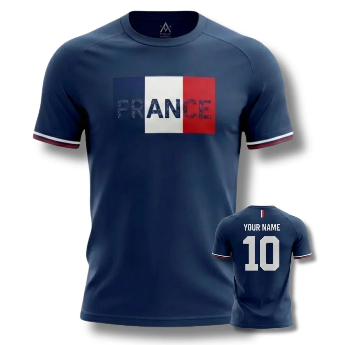 France Soccer Jersey, French Flag Football Tee, Fan Gift, Custom Name Number Sleeve Summer Unisex T-shirt