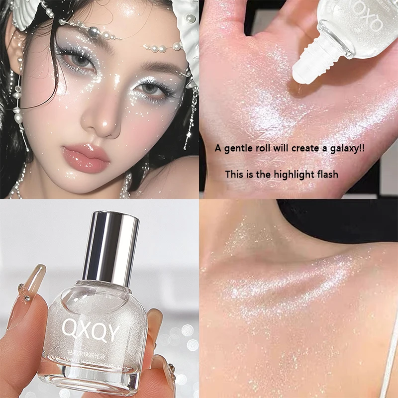 ダイヤモンドローラーハイライターリキッド、水っぽい、軽いベタつかない、ダイヤモンドフリー、パウダーフリー、キラキラパールアイシャドウリキッド