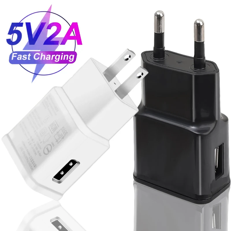 5V 2A Quick Charging Mobile Phone Chargers USB High-speed Wall Charger Adapter for Samsung Note20 10 9 8 S20 10 S9 8 EU/US Plug