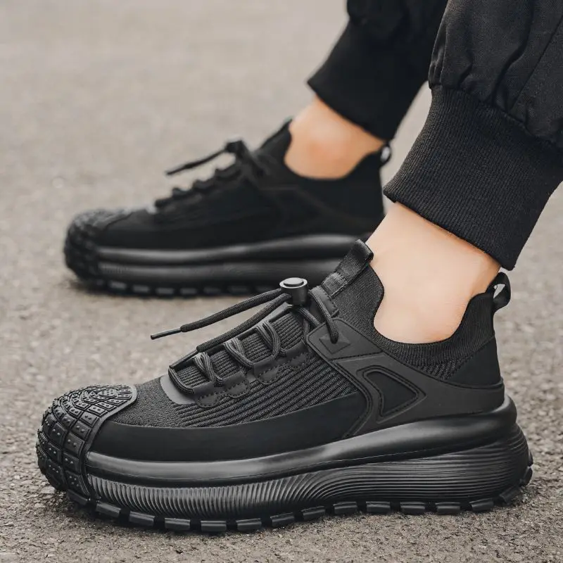 

2025 Spring Autumn Men's Breathable Chunky Sneakers with Inner Heel Lift Thick Non Slip Sole Sporty Casual Dad Shoes Bestseller