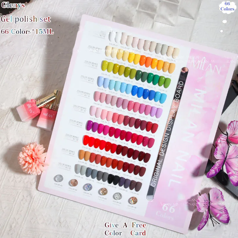 

Glenys 66 pieces * 15ml nail polish gel net red popular solid color immersion gel nail salon essential varnish set