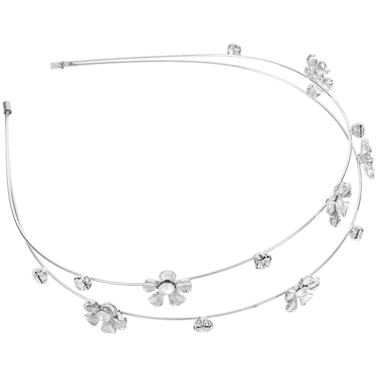 

Women Rhinestone Headband Double Layer Silver Wedding Bridal Hair Band Alloy Sparkling Hair Hoop Bridal Party Formal Event