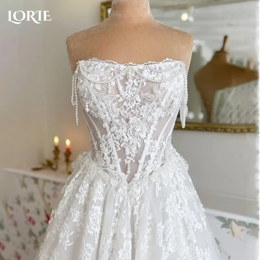 

LORIE Vintage Lace Mermaid Wedding Dress Sexy Off Shoulder Pearls Bridal PartryGown Backless Princess Bride Gown Customized