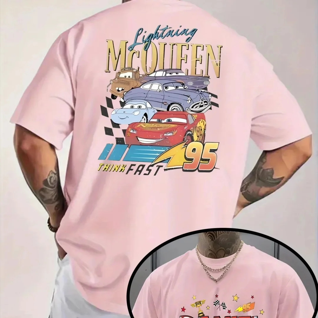 Disney hommes voiture foudre mcqueen 95 mater camiseta verão moda puro algodão masculino camiseta roupas infantis t y2k mulher