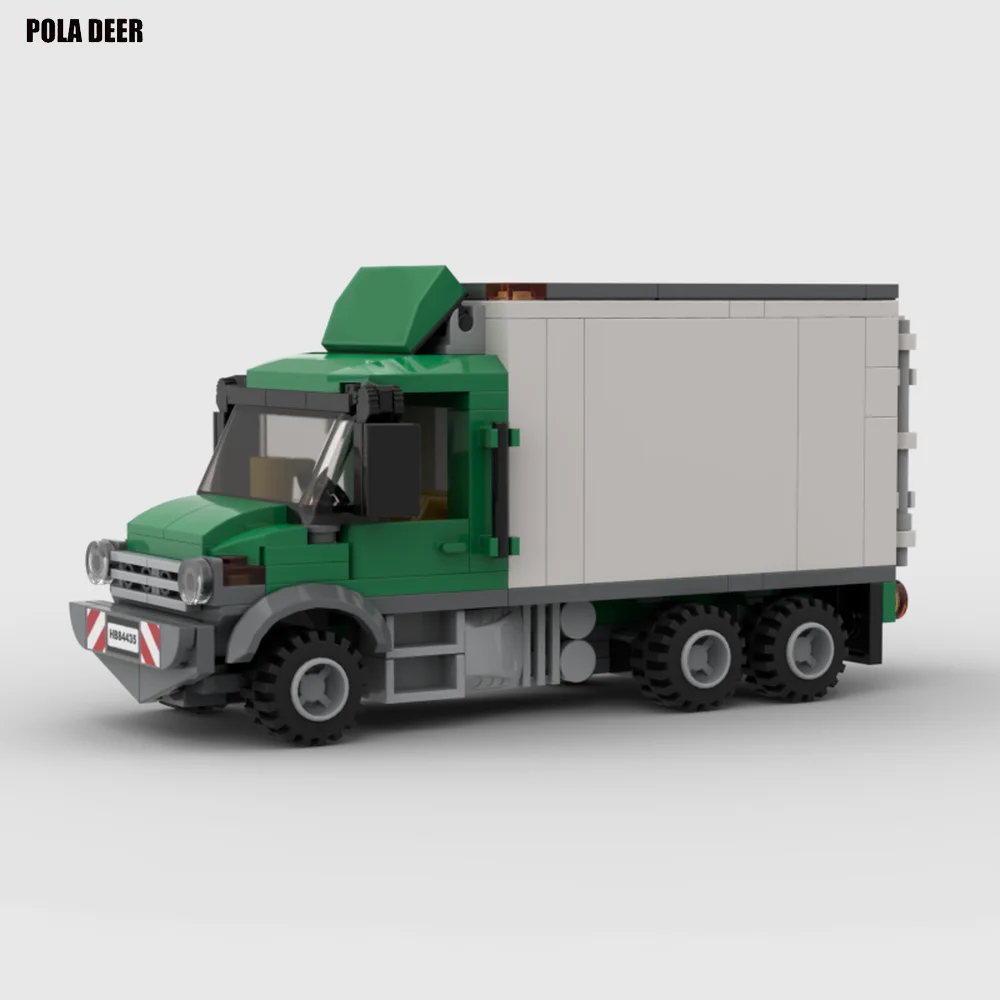 Poladeer-City Transport Cargo Box, Caminhão Pesado, Brinquedo do Bloco de Construção de Partículas Pequenas, Modelo Puzzle, Presente Criativo, Ornamentos, 213 Pcs