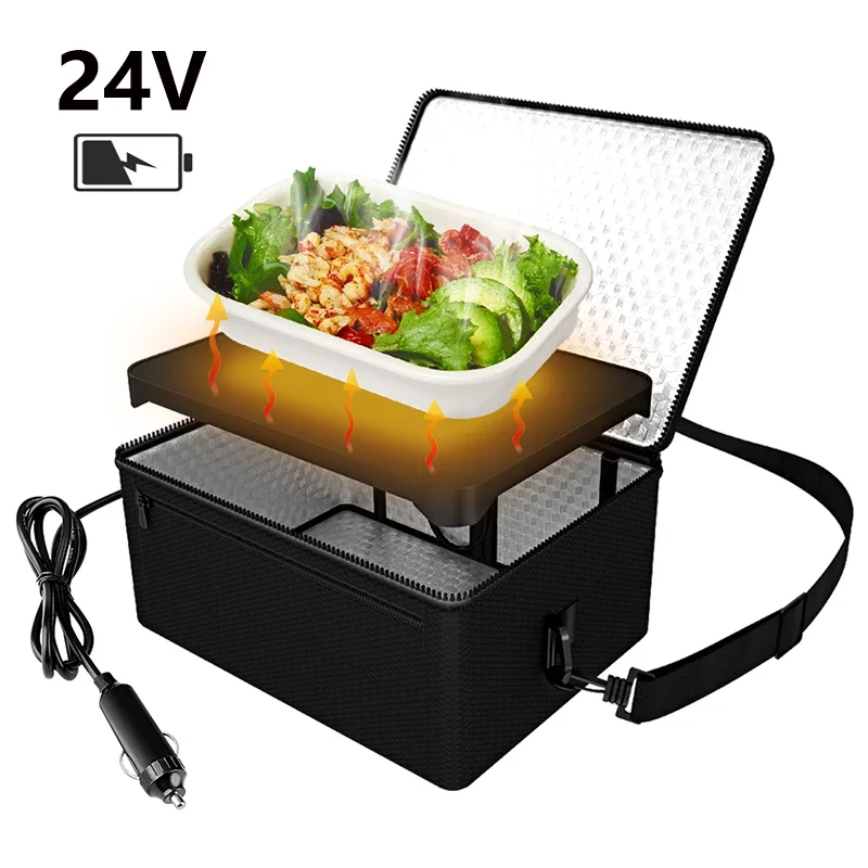 

24V Electric Heated Lunch Box Car Food Warmer Portable Oven Portable Personal Mini Oven for Meals Reheating & Raw Food Cooking