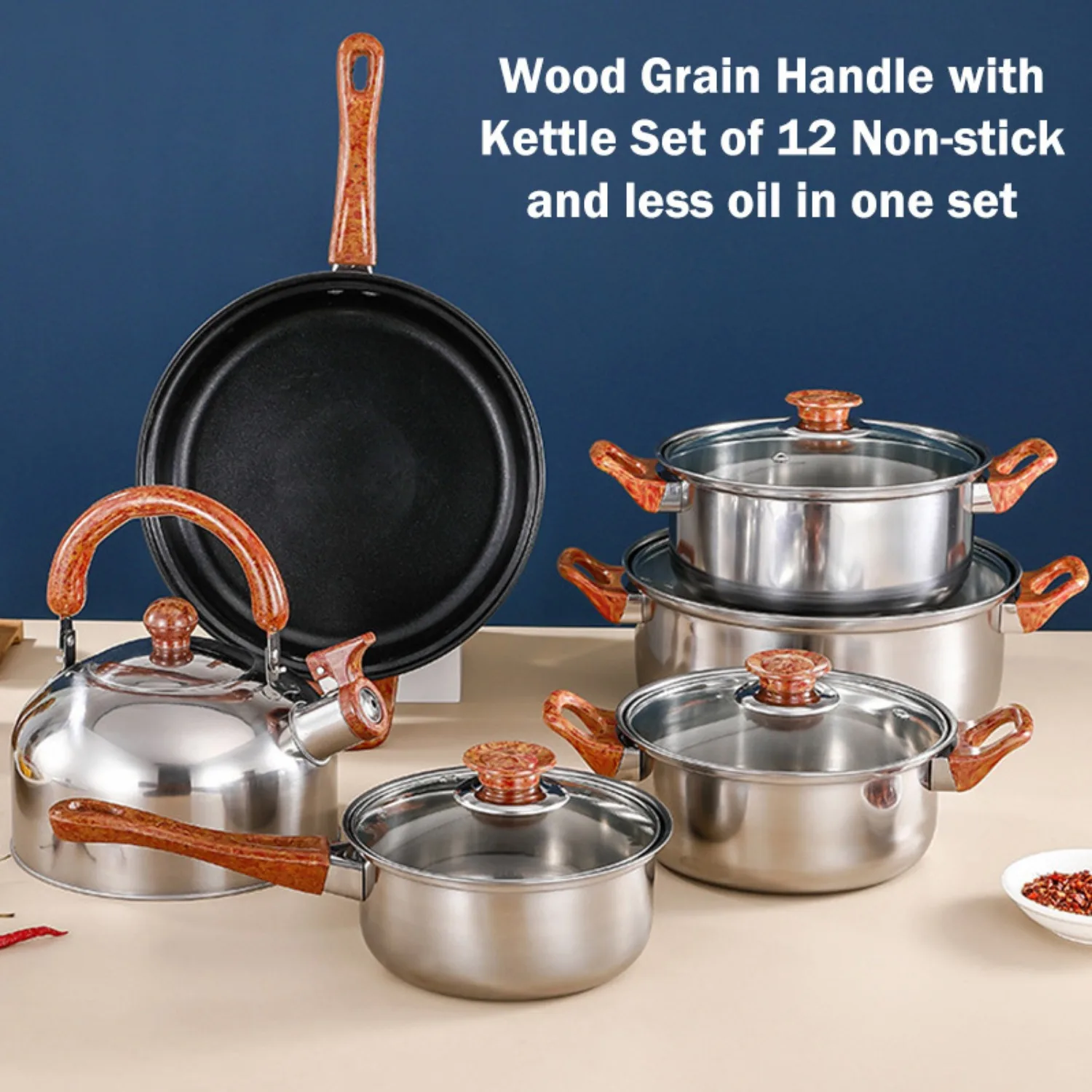 

Набор из 6 сковородок и кастрюль с антипригарным покрытием, набор кухонной посуды со съемной ручкой, набор индукционной посуды с антипригарным покрытием, съемный