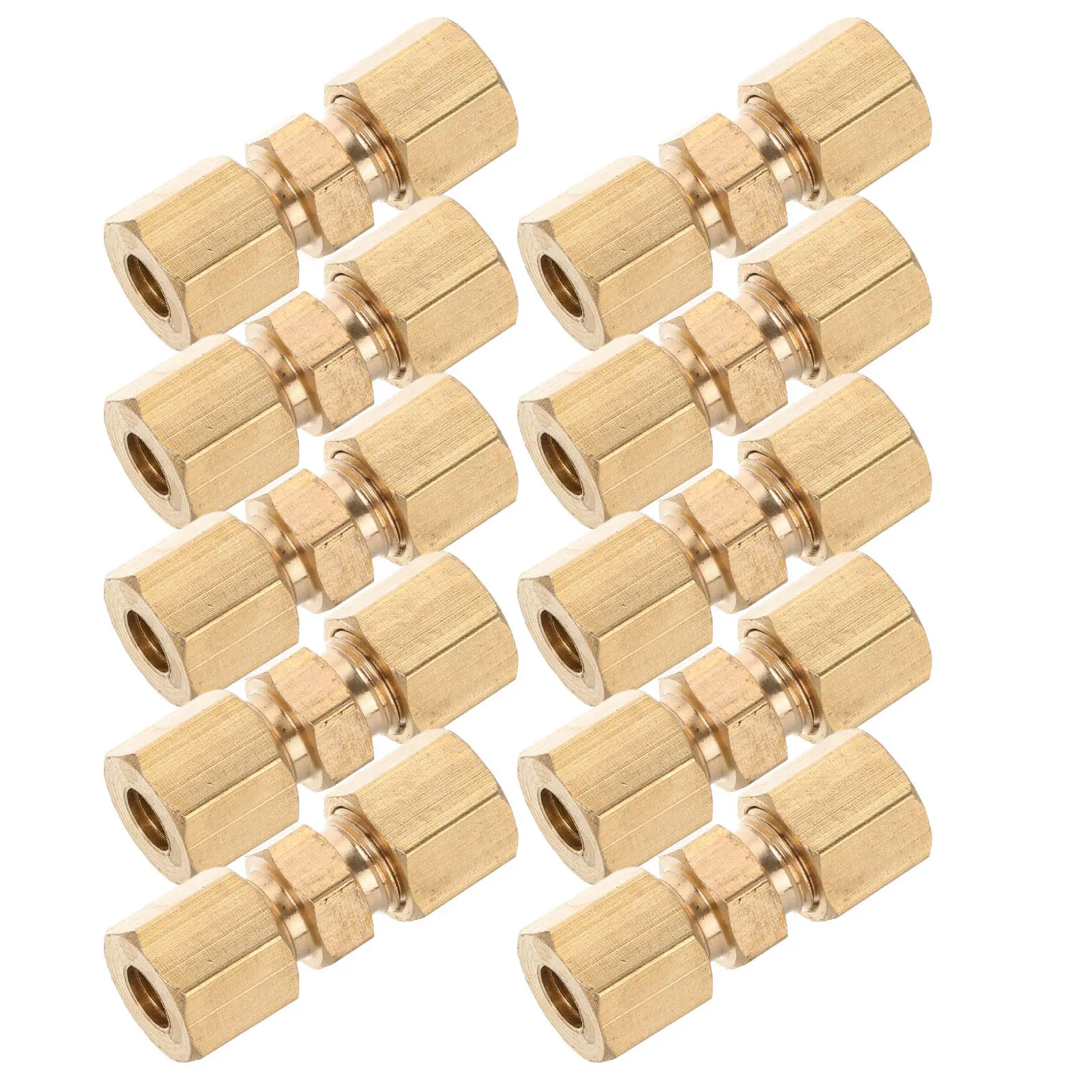 10Pcs Brass Brake Line Union Fittings Compression Type Secure Connection Quick Install Multi Size Compatible with Automotive
