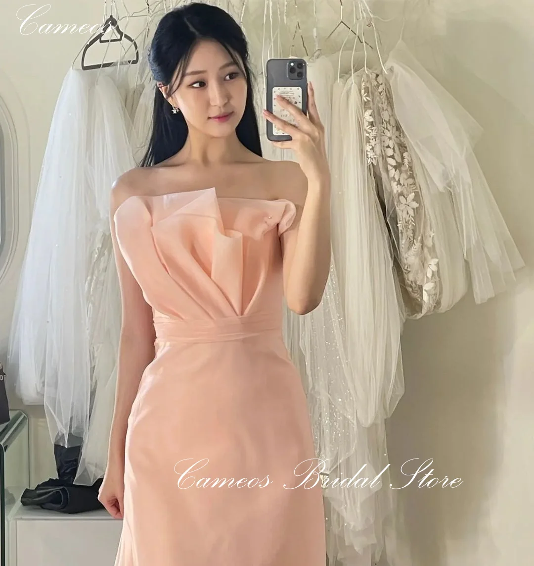 SONDR Korean Customized Evening Dress  Made Formal Prom Dress Pink Organza 웨딩드레스  Mermaid Occasion Party Evening Gown Customized