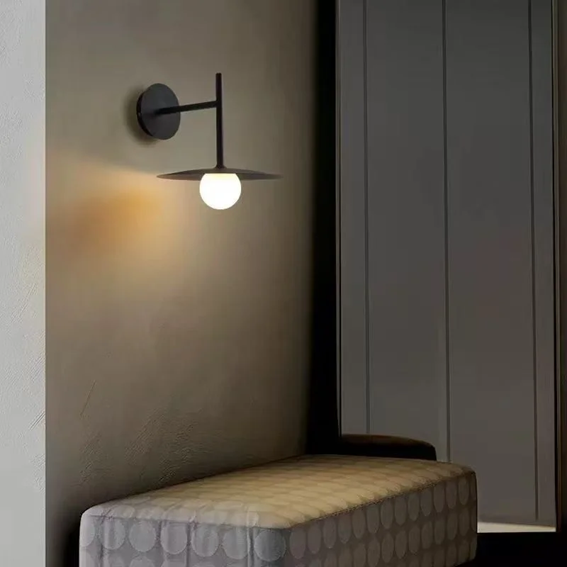 Nordic Minimalist Modern Wall Lamp Long Pole Design For Living Room TV Background Bedroom Bedside Aisle Flying Saucer Style