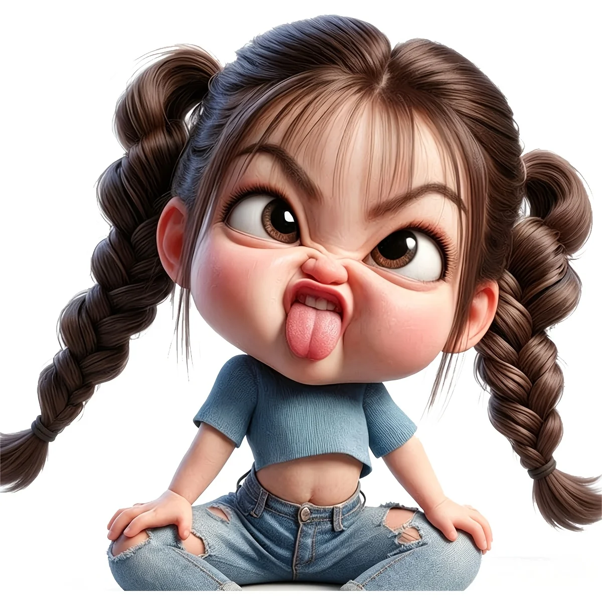 2D Flat Cute Funny Girl Vinyl Sticker, Waterproof Decal For Car Laptop Water Bottle Truck Phone Motorcycle Window Wall Cup