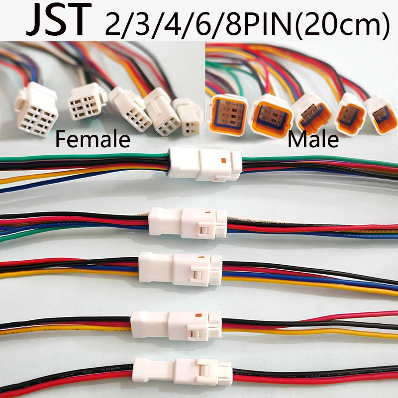1PCS Waterproof JST JWPF Connector 2P 3P 4P 6P 8P Male And Female Plug Socket 0.3m ² Wire Harness 02t/02r/03t/03r With 20CM Wire
