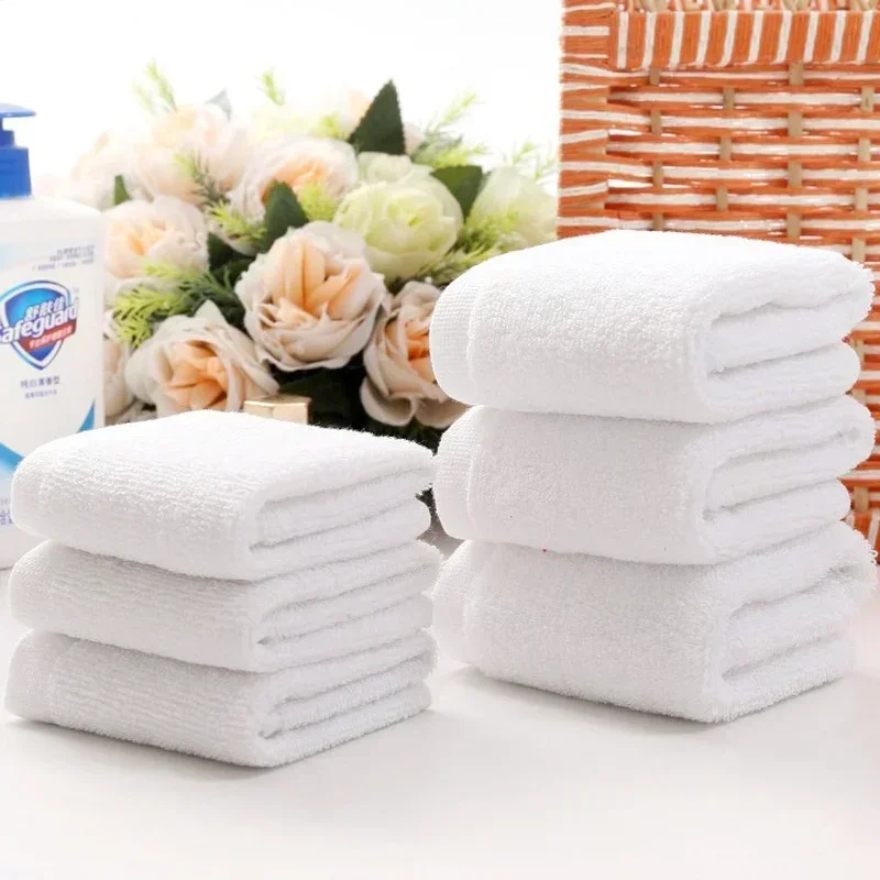 10pcs/lot Good Quality White Cheap Face Towel Small Hand Towels Kitchen Towel Hotel Restaurant Kindergarten Cotton Towel