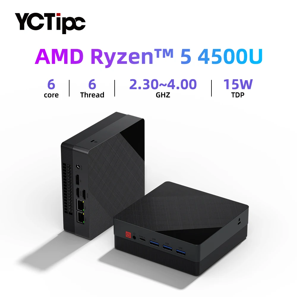 YCTipc AMD Ryzen5 4500U Nuovo Mini PC AMD GPU Windows 11 DDR4 8GB 256GB 16G 512GB SSD Wifi6 BT5.2 HD PC Gamer Computer