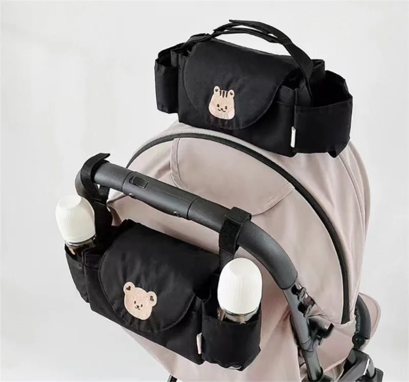 Sac de poussette de bébé, porte-bouteille de dessin animé, accessoires de poussette, sac de rangement pour maman