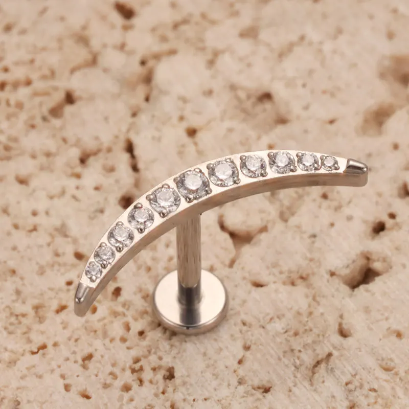 ASTM F136 Titanium Labret Helix Piercing 16/18G Internal Thread Curved Lugs Flat Tragus Conch Piercing G23 Titanium Body Jewelry