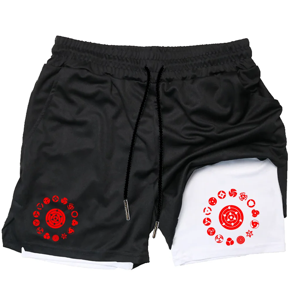 

Naruto Anime Printed Sports Shorts Men's Fitness Two-In-One Shorts Double-Layer Beach Pants Outdoor Training Running Shorts Men