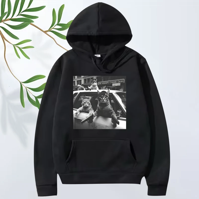 

Funny Cat Gang funny hoodie Sarcastic graphic 2025 men women cool vintage Long sleeve streetwear print oversized hoodie unisex