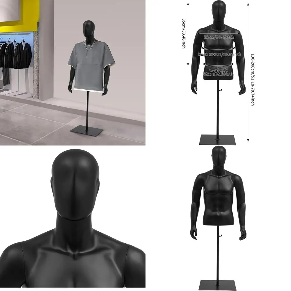 

Манекен мужской регулируемой высоты, 51-79 дюймов, черный, со съемными руками, идеально подходит для шитья и демонстрации одежды