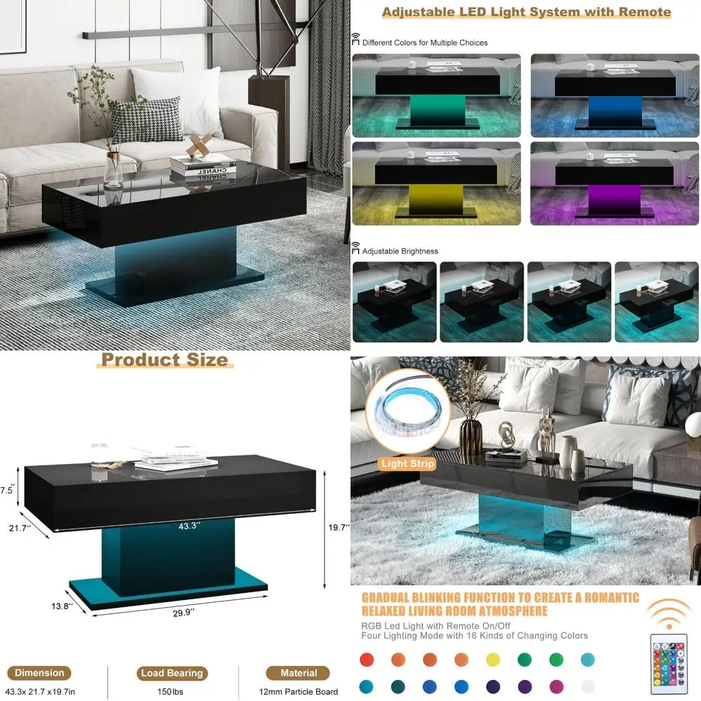 

Modern Rectangular High Gloss Wooden Coffee Table for Living Room with 16 Chairs Seating Capacity
