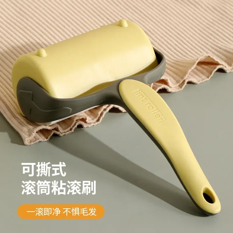 New Tearable Roll Paper Sticky Roller Dust Wiper Pet Hair Clothes Carpet Tousle Remover Portable replaceable Cleaning Brush Tool