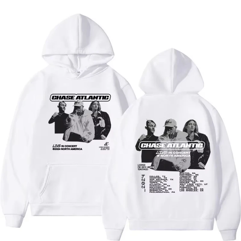 Chase Atlantic Lost in Europe UK Tour Graphic hoodies Men's Women fashion Casual Long sleeve Sweatshirt Vintage Oversized hooded