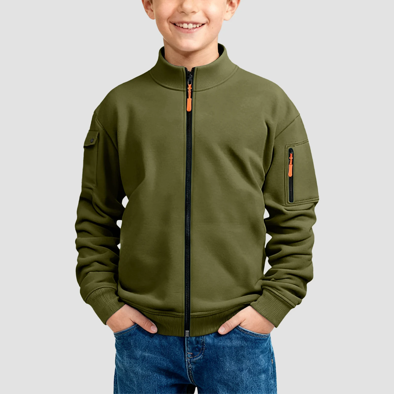 

Boys Colla Jacket Boys Jacket Comfortable Soft Stylish Warm Zippered No Hood For Boy Simple Apparel