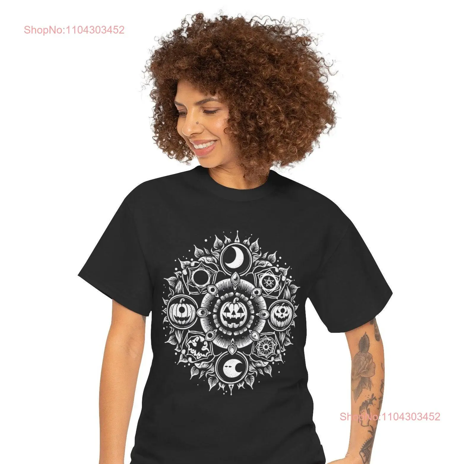 Mystical Halloween Pumpkin Mandala Vator T Shirt Rakhi Mantra Spooky Vactor Chakra long or short sleeves