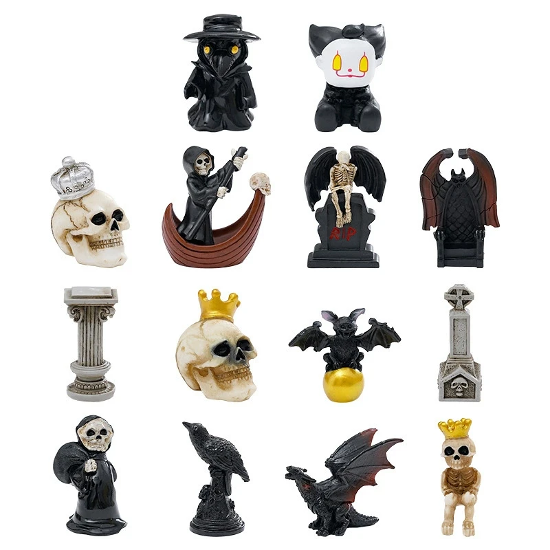 Halloween Figur Dekorationen Mikro Landschaft Geist Mini Kürbis Skelett Geist Schädel Ornament Harz Tag der Toten Ornamente