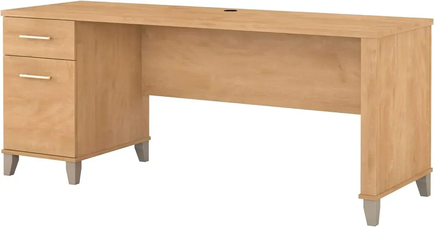 Bush Furniture Somerset Computer Desk with Drawers, Office Desk for Home Workspace in Maple Cross, 72W Large Desk