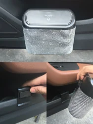 Bing black car trash can with rhinestones
