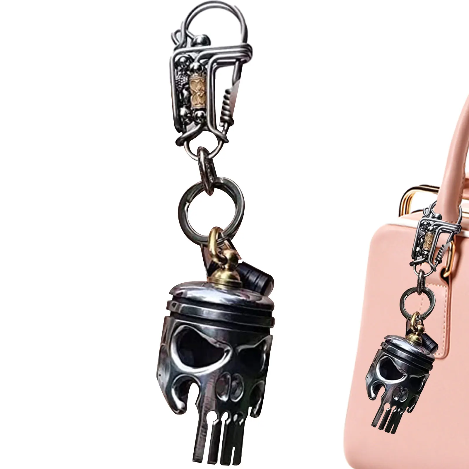 Latest Model Piston Art Keychain Skull Keychains Skeleton Keyring With Bottle Opener Car Decoration Pendant Halloween Gift