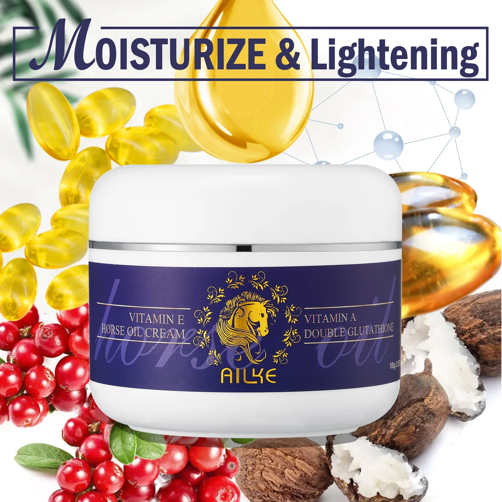 Vitamin E Horse Oil Cream, Skin Glowing Facial Cream, Deeply Moisturizing, Help Smooth And Soften Skin, Increase Skin Radiance,