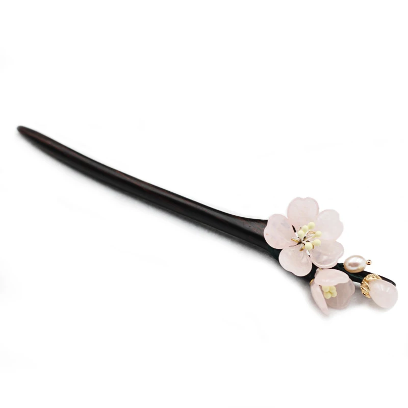 

Handmade simple jade hairpin classical peach blossom ancient hairpin