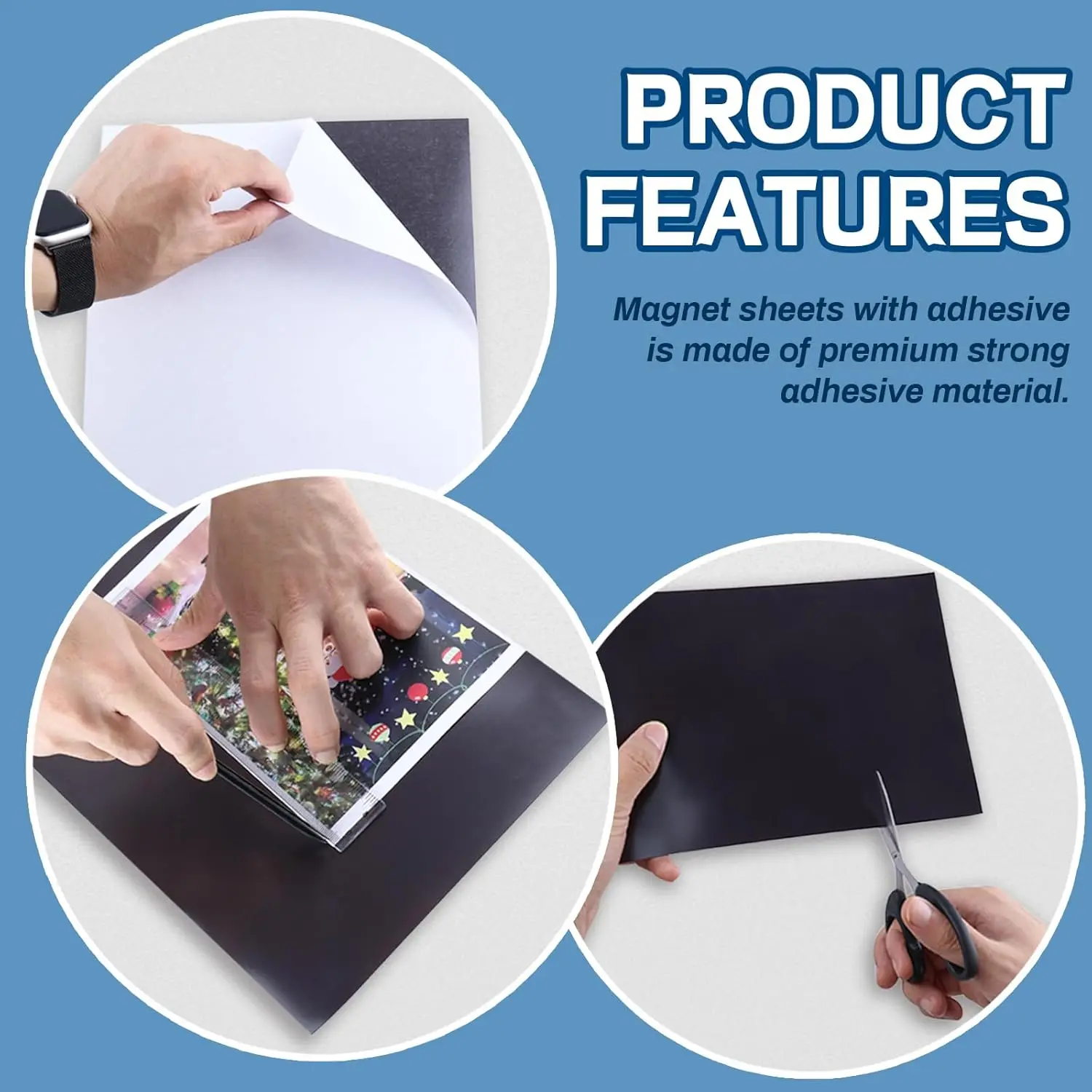 Paquete de 10 A4, tamaño de imagen de 8,3 "x 11,7", hojas magnéticas con respaldo adhesivo, imanes fotográficos para refrigerador, hoja magnética adhesiva