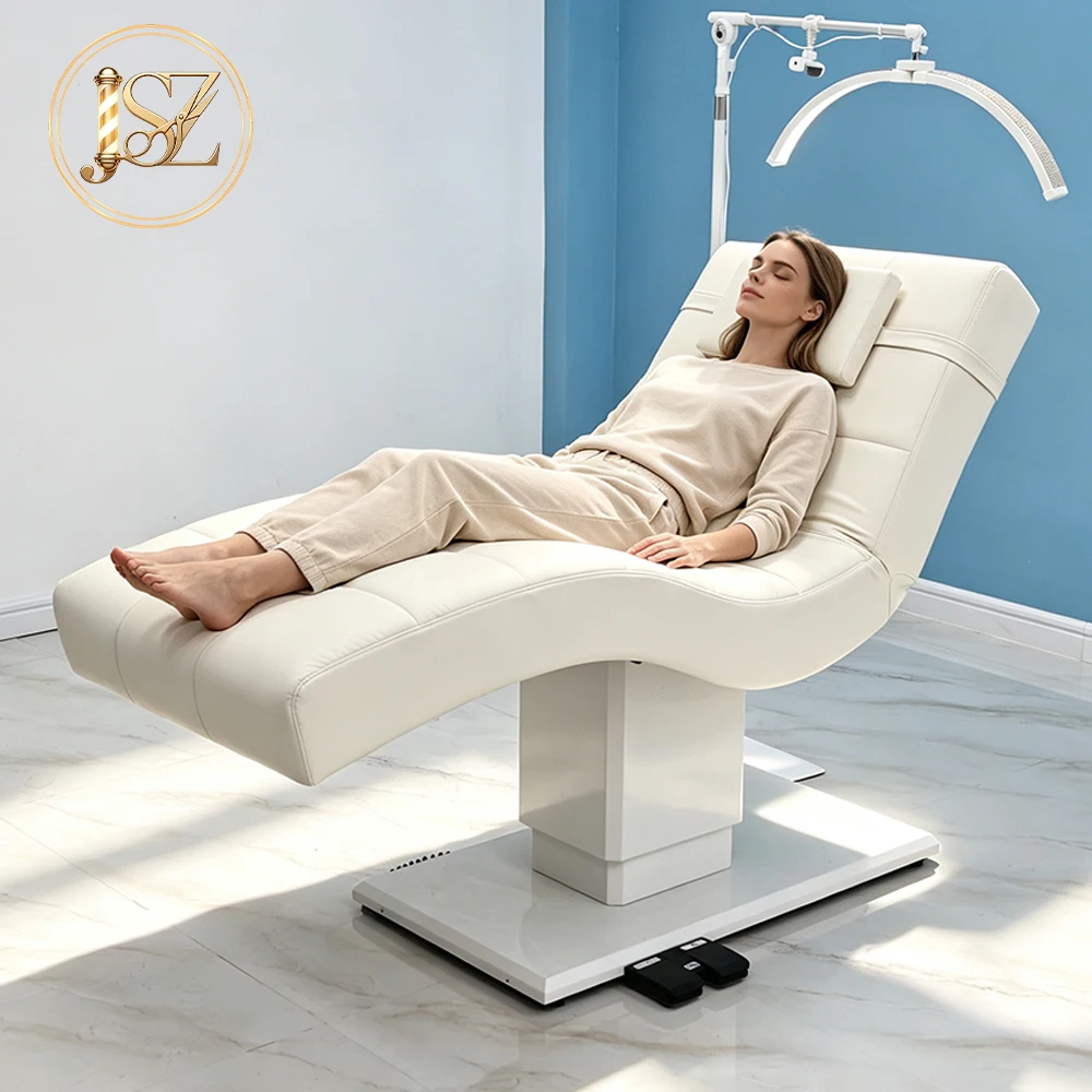 Ergonomic Curved Electric Beauty Bed Foot Remote Control Height Adjustable Spa Massage Lash Bed for Beauty Salon