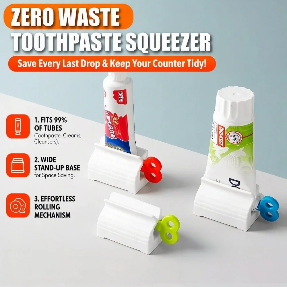 3Pcs Rotating Vertical Toothpaste Squeezer, Roller Tube Dispenser, Space Saving, Labor Saving for Weak Hands, Bathroom Organizer