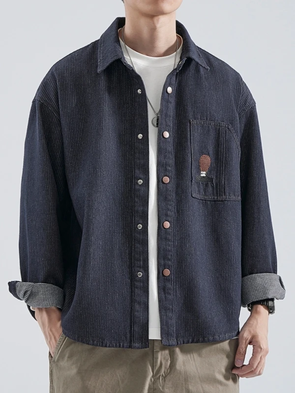 Retro Style Long Sleeve Denim Shirt Men's Spring Autumn Fashion Brand Casual Flip Collar Workwear Jacket Loose Fit Youth Trend
