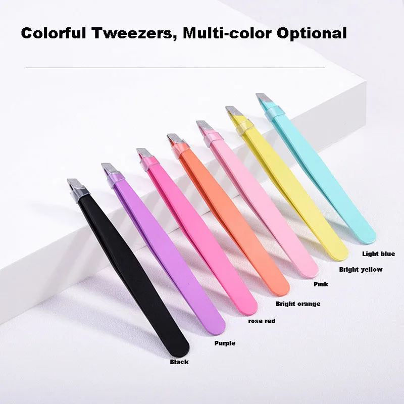 1.5Mm Thick Stainless Steel Hair-Pulling Diagonal  96Mm Eyebrow Clip Color Eyebrow Tweezers Beauty Tool Hair Removal Forceps