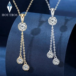 1.6CT Moissanite Pendant Necklace for Women 18k Gold Plated Round Pendant 925 Sterling Silver Wedding Anniversary Fine Jewelry