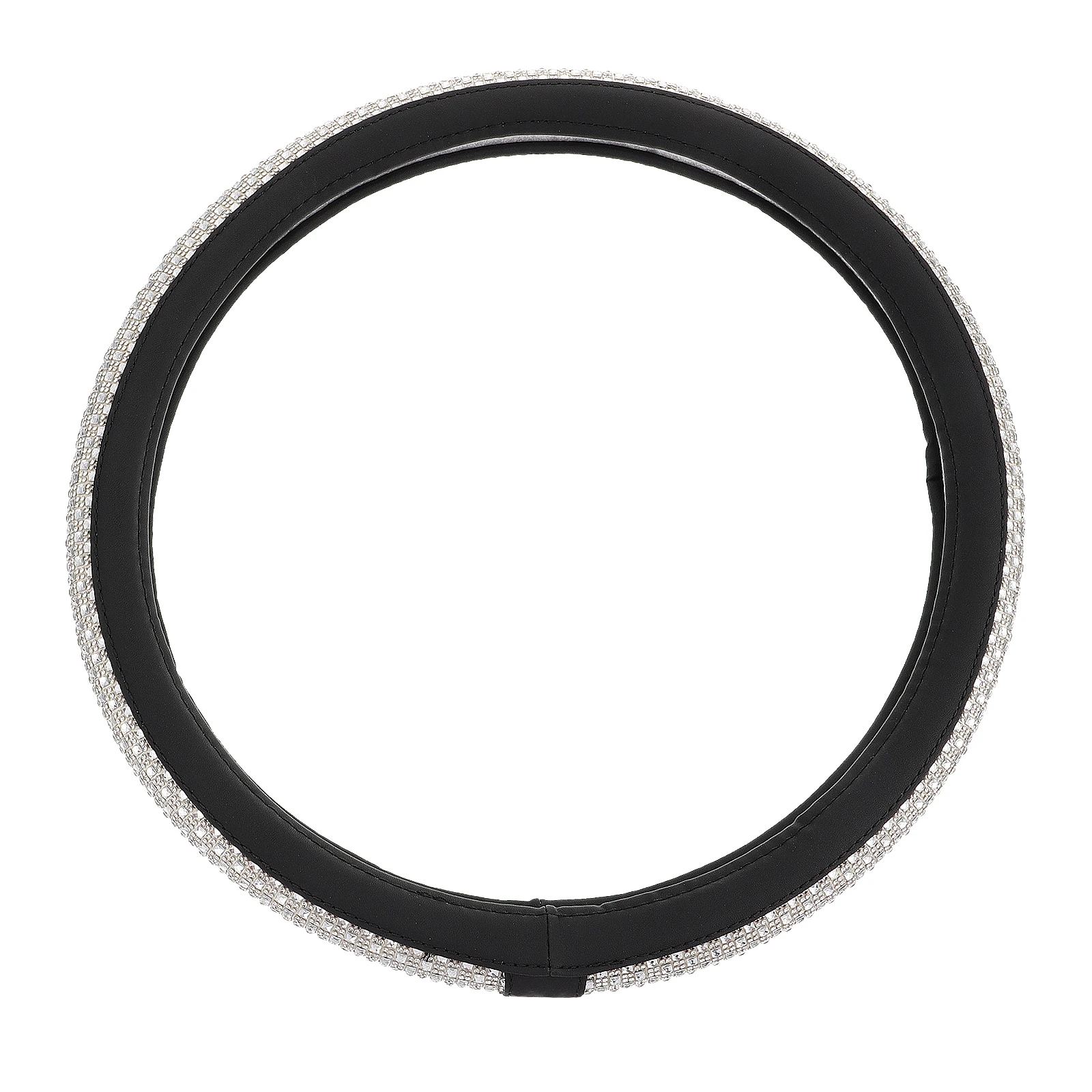

Ice Silk Steering Wheel Cover Anti Slip Rhinestone Protector Fashion Creative Cooling Summer Car Interior Silver Easy Install