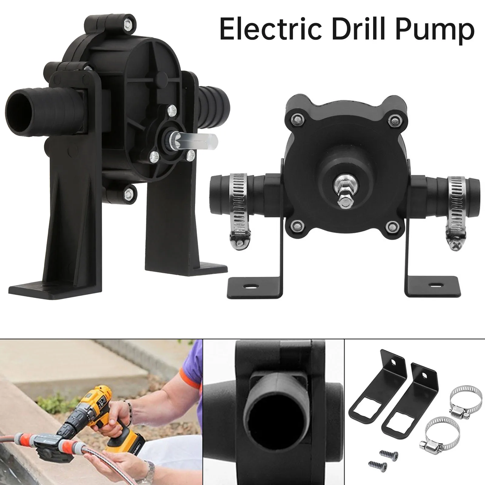 Household Self Priming Water Pump Transfer Hand Drill Driven Electric Drill Pump for Transfer Oil /Fluid with 2 Connectors