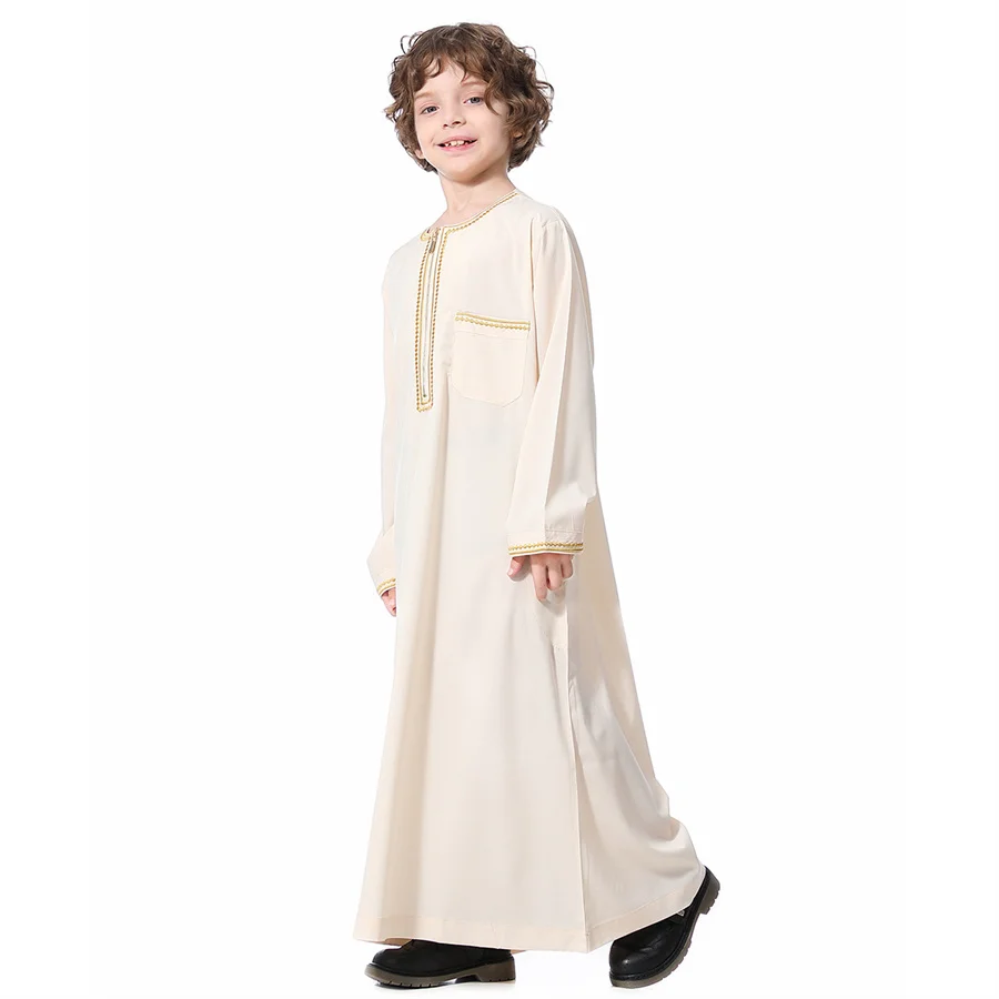 Dubai árabe muçulmano crianças meninos roupas abaya caftan robes islâmico ramadan jubba thobe árabe criança kaftan trajes vestido longo