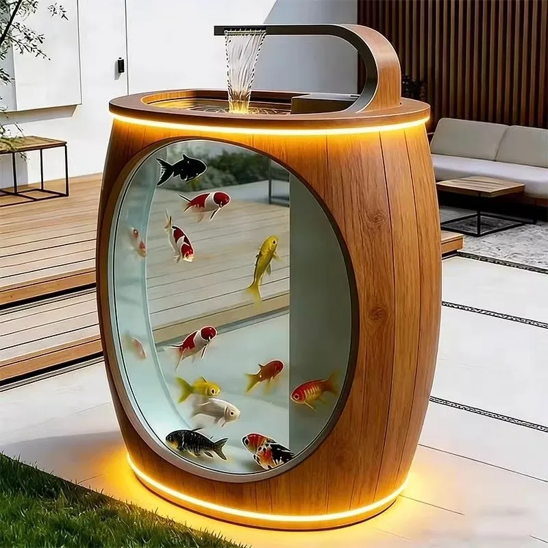 Finished Circular Waterfall Flowing Water Landscape Fish Tank Indoor Decorative Aquarium Home Decoration Ornament