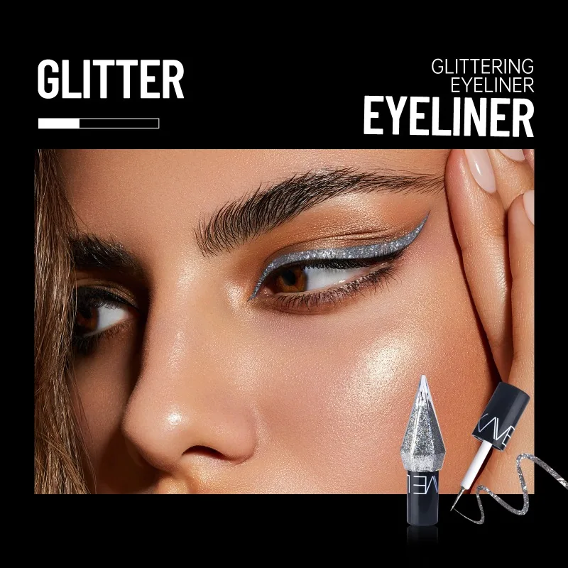 Oogschaduw Parelmoer Diamant Oogschaduw Vloeistof 5-kleur Pailletten Make-Up Gladde Mini Fijne Borstel Eyeliner Glans En Hoofd