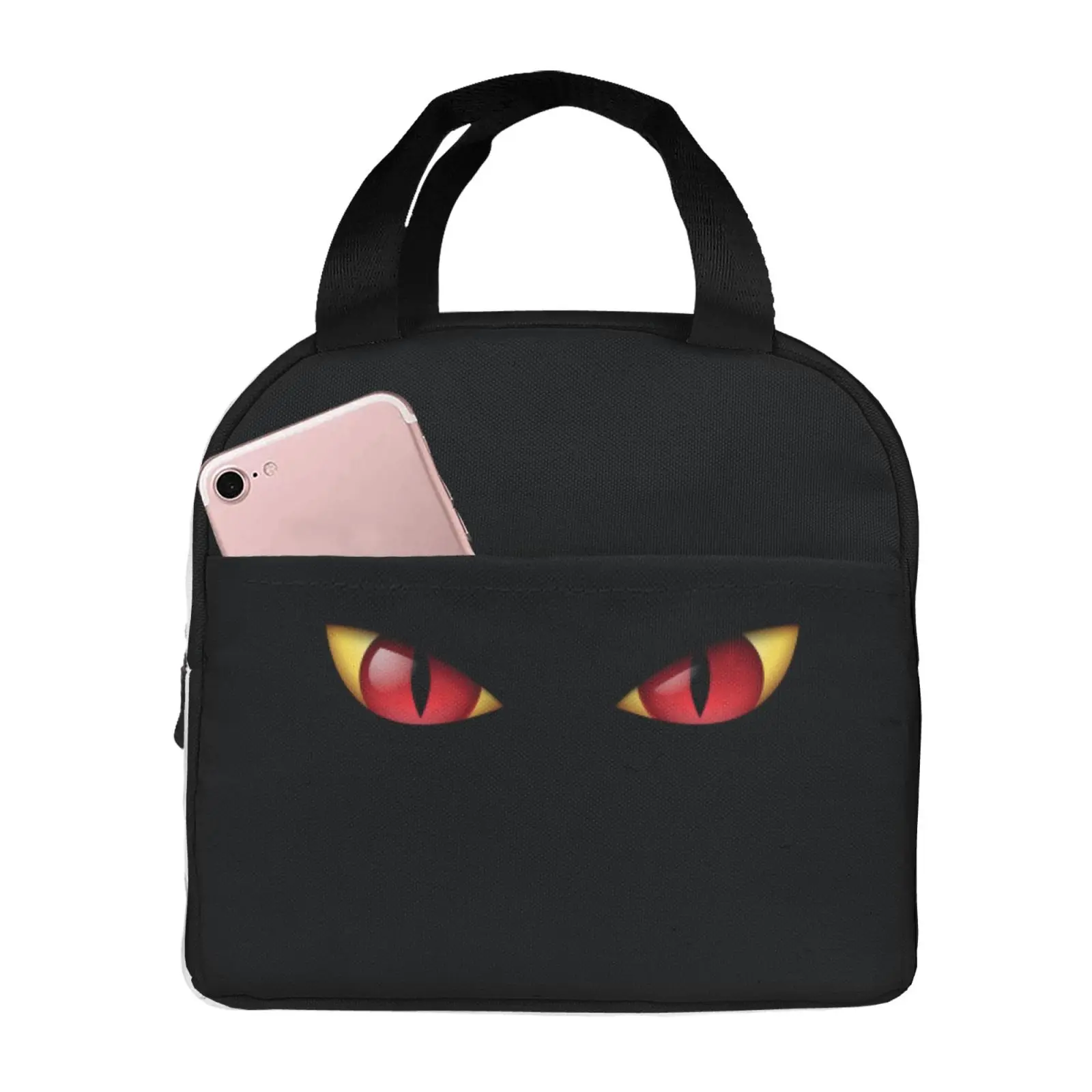 Devil Eye Pattern Print Lunch Bag Waterproof Insulated Canvas Cooler Bag Thermal Cold Food Picnic Travel Tote for Women Children